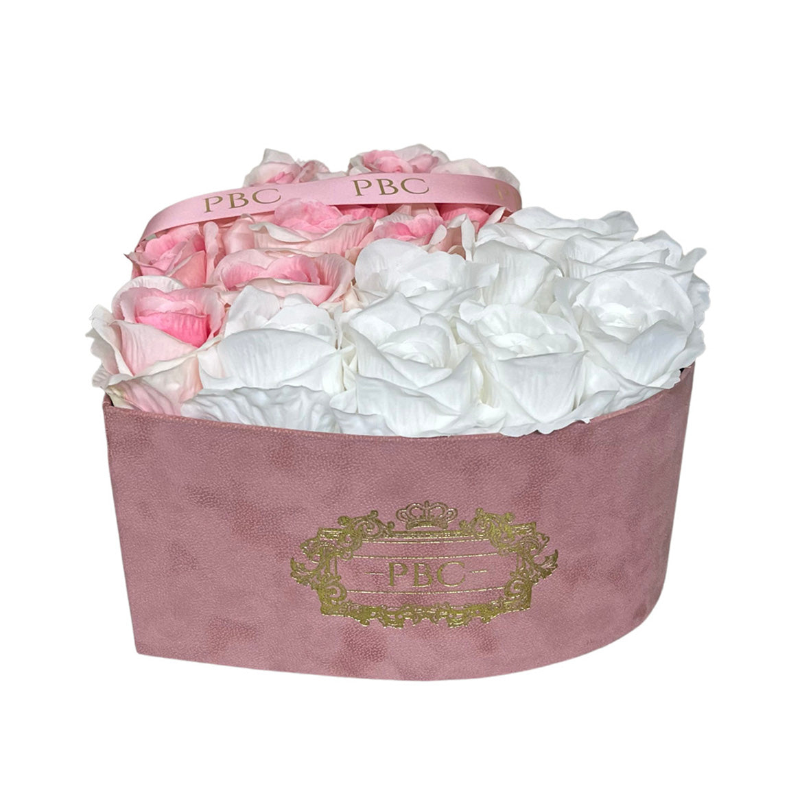 white and pink flower box