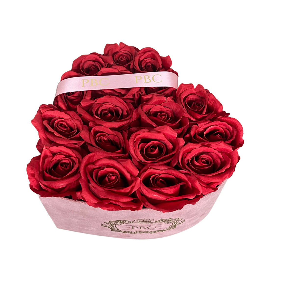 Top view of PBC Gifts large blush pink heart flower box