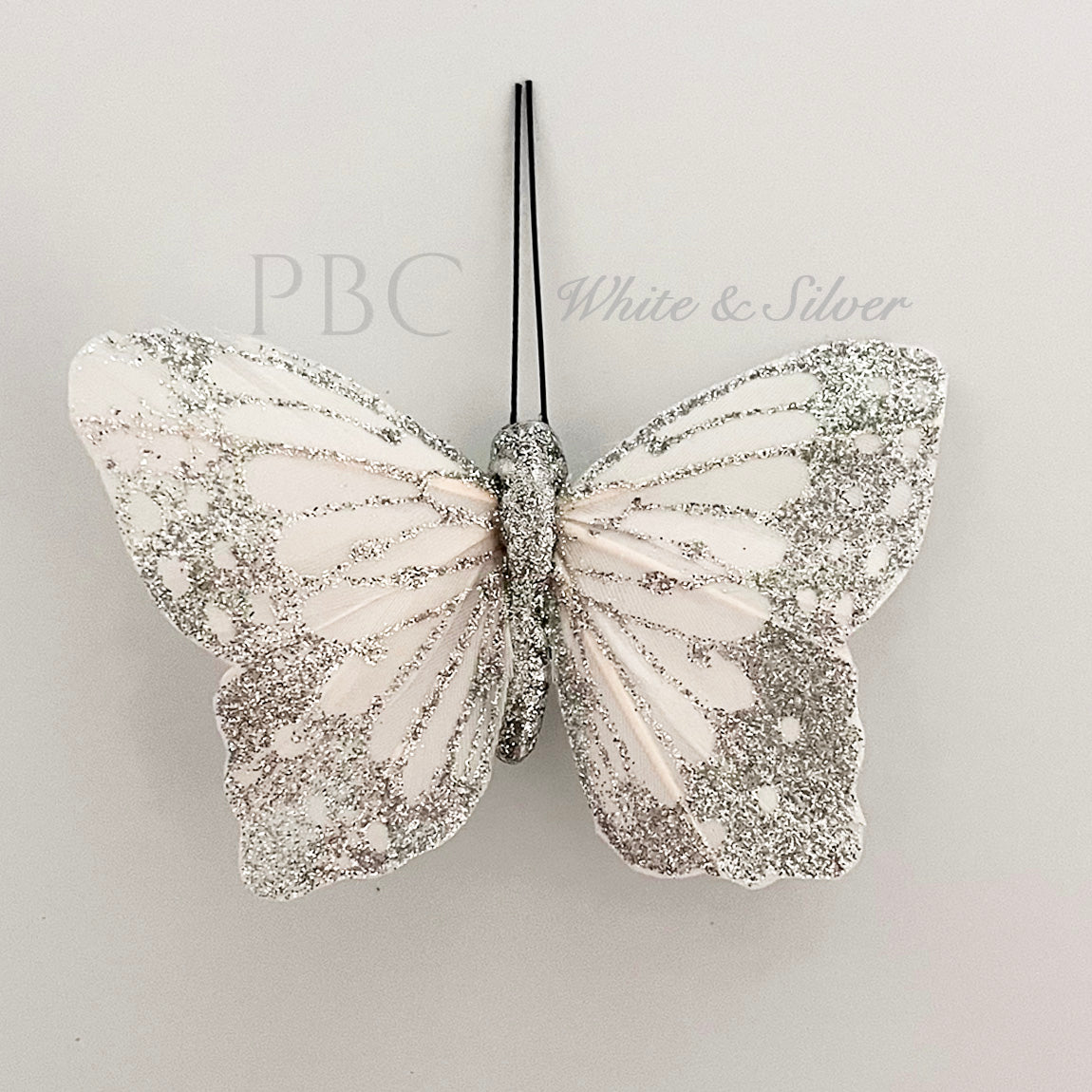 White and Silver Decorative Butterfly